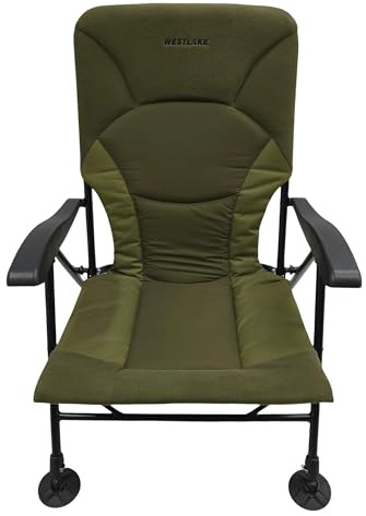 WESTLAKE Bankside Recliner Fishing Chair with Heavy-Duty Steel Frame, Padded Seat & Adjustable Legs, Heavy-Duty Folding Reclining Seat with Carry Bag for Camping, Angling & Outdoor Activities