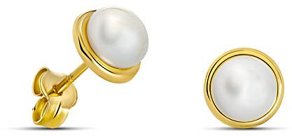 Miore Damen Perlen Ohrringe 9 Karat Gold 375 Gelbgold