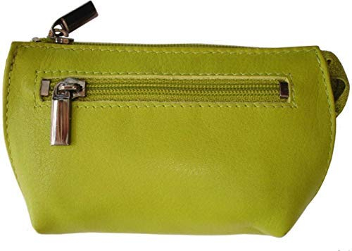 Josephine Osthoff - Schlüsseltui MAXX Schlüsseltasche Münztasche in Leder Echtleder mit Kreditkarten-RFID-Schutz Doppelnaht 1 Außentasche 1 Kartenfach 1 Schlüsselfach mit 2 Ringen, Farbe:limone