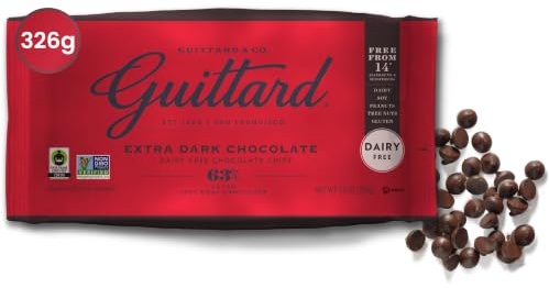 Guittard Extra Dark Chocolate Chips 63% Cacao, Bake Stable, 326g | Dark Chocolate Chips, 63% Cacao, Bake Stable, Free From 14 Allergens, Fair Trade Certified, Baking Chocolate, 326g