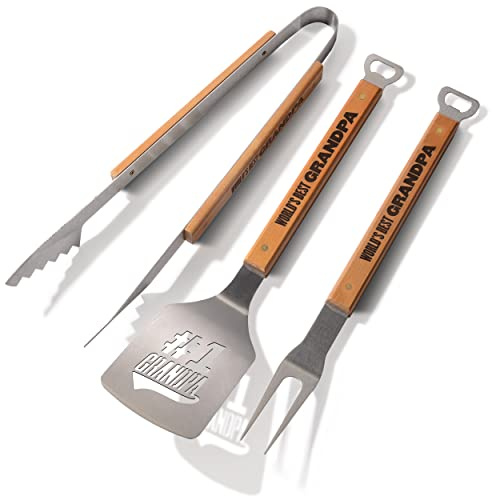 YouTheFan #1 Grandpa Classic Series 3-Piece BBQ Set Brown, 22 x 9