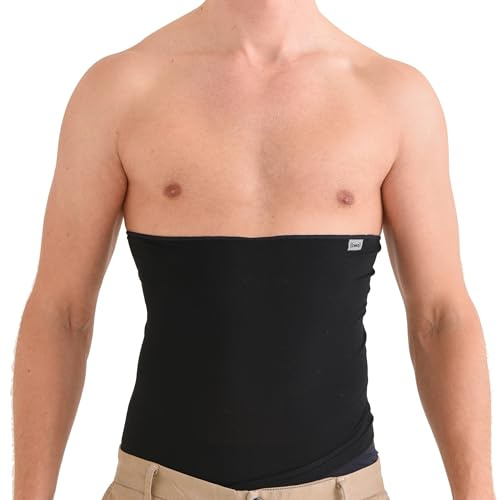 CHARM Stomach Wrap Japanese Haramaki - Mens Belly Warmer Womens Postpartum & Maternity Belt Black