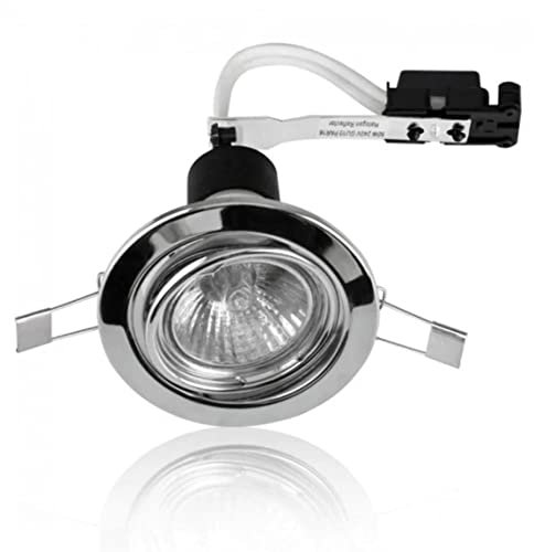 MiniSun | GU10 Polished Chrome Tiltable Steel Ceiling Recessed Spotlight Downlight | Ceiling Spots, Home Décor & Improvement Essential