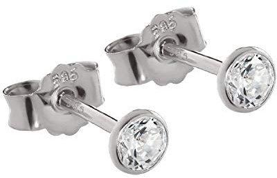 NKlaus PAAR 3,5mm Ohrstecker Weißgold 585 Gold Ohrringe 14 Karat Kristall Zirkonia weiß 2073