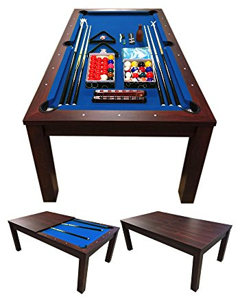 GRAFICA MA.RO S.R.L. Mesa de Billar 7 ft con Plan de Cobertura Incluido Carambola - Medición de 188 x 96 cm Mod. Blue Sky Nuevo