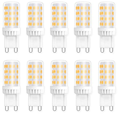 Caldarax Bombillas G9 LED 5W Luz Fría 6000K, 450LM, 51 SMD LEDs, 40W 50W Halógena Equivalente, AC 230V, Bombilla LED Casquillo G9 Fría para Luz Espejo de Baño, No Regulable, 10 Piezas