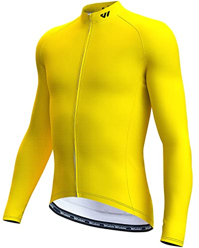 Wulibike Radtrikot Herren Langarm - Rennrad Trikot Herren Reißverschluss mit Taschen, Sommer Atmungsaktiv feuchtigkeitsaufnahm Radtrikot