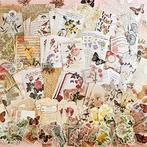Adesivi Scrapbooking kit completo 260 Pezzi Stickers Aesthetic Washi Stickers Vintage Bullet Journal Kit Accessori per Scrapbooking,Journaling,Album Fotografico,Planer Album,Laptop,DIY