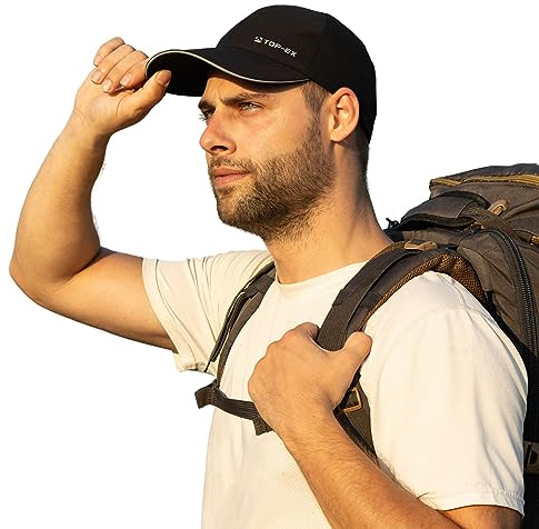 TOP-EX Unisex Waterproof Baseball Cap for Running Golf - Sun Rain All Weather Protection UV Reflective Breathable Outdoor Hat Black M/L