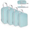 WUFANC 4-Teiliges Koffer Organizer Set, Wasserdichte Packing Cubes Compression mit Ordnungssystem, Packwürfel Kompression für Urlaub und Reisen (Bleu)