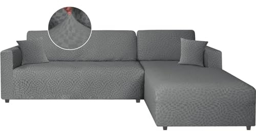 Ystyle Funda Sofa Chaise Longue Ajustables, Cubre Sofa Chaise Longue Izquierdo Derecho, 2 Piezas Protector Sofa Elasticas ChaiseLongue, Funda Sofa L (1 Plaza+2 Plazas, Gris Claro)