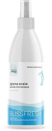 Dentifricio Cane Spray – Spray Denti Cane e Gatto per Alito Cattivo, Aiuta a Ridurre Placca e Tartaro, Igiene Orale Cane Senza Spazzolino – PHARMACINQUEPET Blissfresh 150ml