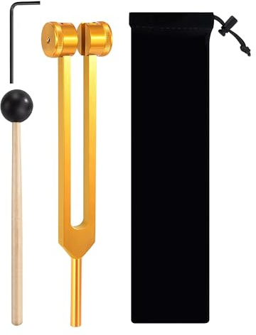 Tuning Fork 128 Hz,Hammer Sound Healing Therapy Tool Set with Silicone Hammer and Bag Aluminium Alloy Tuning Forks for Healing for Sound Healing Meditation Immune System