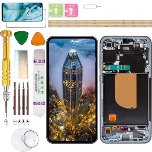 Gadget Troops (inget fingeravtryck) LCD-skärm montering för Samsung Galaxy S23 FE SM-S711B/DS, S711B, S711U1, S711U, S711W, S7110, S711N skärmersättningskit (grafit)