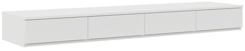 vidaXL Minimalistischer Weißer Nachttisch fürs Schlafzimmer | MDF-Design mit modernem Stauraum Niedrige Abmessungen 140 x 36.5 x 16.5 cm