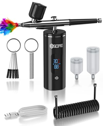 Sicopro Air Brush for Nails, Upgraded Airbrush Gun, Nail Airbrush Machine for Models/Shoes/Cakes/Hair, Nail Airbrush 3 Adjustable Air Pressures