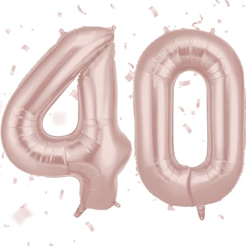AOOSU Baby Pink Helium Balloons, 40 Inches Number Balloons 40, Foil Birthday Balloon for Birthday Anniversary Wedding Party Decorations Celebration Supplies for Girls Women Men Boys