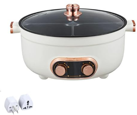 Multifunktionell elektrisk gryta 6 l med 4 fack och dubbel kontroll för Shabu Shabu, grytor och Fondue