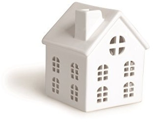 Excelsa Lanterna Casetta, Ceramica, Bianco, 10.5x10.5x14 cm