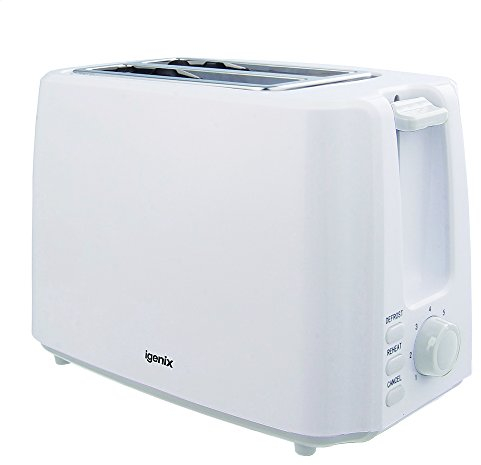 Igenix IG3011 2 Slice Toaster, Deep Slots and Adjustable Browning Control, Removable Crumb Tray for Easy Cleaning, Defrost and Reheat Function, 750 W, White
