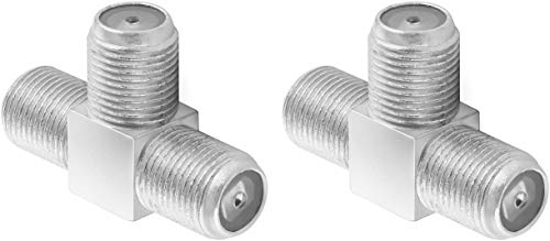 Poppstar 2x Sat TV Coax Verteiler T-Stück (3x F-Buchse) Antennen Splitter Adapter für Koaxialkabel, Antennenkabel, silbern