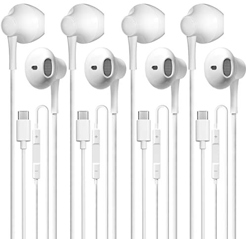 4 Pack Auriculares con Cable con Micrófono y Control de Volumen, Adecuados para Teléfonos Móviles, Tabletas, MP3 y Otros Dispositivos de Audio de Type C (Type C)