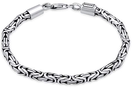 Kuzzoi Buddha Silber-Armband für Herren handgefertigtes Königskettenarmband aus massiven 925 Sterling Silber Herrenarmband (4 mm) mit Karabiner, 18g schwer, 0206141819