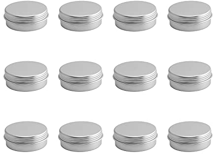 Othmro 12pcs Aluminium Tin Jars, 1.7oz Small Containers Tins with Screw Lids, Empty Can Travel Tins for Candles, Cosmetic, Soap Silver (50ml/1.7oz)