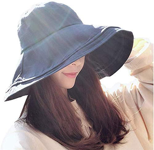 MAKFORT Chapeau de plage femme Chapeau d'été pliable à large bord Capeline Plage Chapeau de seau chapeau de jardin SPF UPF50