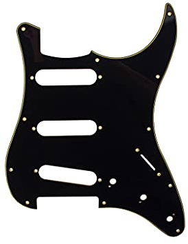 Alnicov SSS 11 Loch Strat E-Gitarre Pickguard für Standard Stratocaster Style Gitarrenteile, 3-lagig, Schwarz