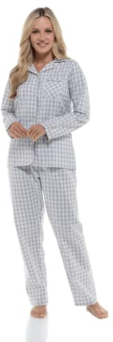 INSIGNIA Ladies Button Front Poly Cotton Pyjamas Gingham (20-22, Grey Check)