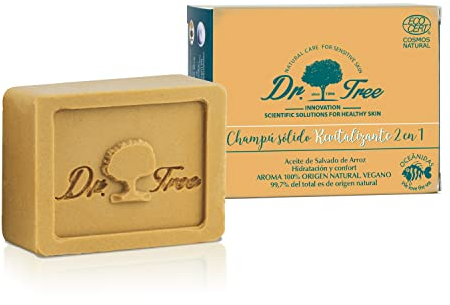 Dr. Tree | 2-in-1 Revitalisierendes Festes Shampoo + Bio-Spülung | Stärkt, schützt und pflegt | Alle Haartypen | 99% ECOCERT Natürliche Inhaltsstoffe | 75g