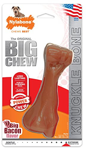 Nylabone Durable Power Dental Dog Chew Toy Big Knuckle Bone, Bacon Flavour, XX-Large/Monster, for dogs over 23kg