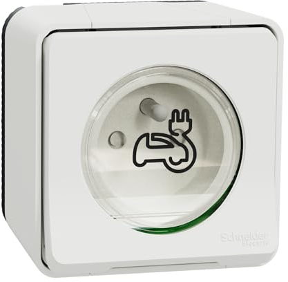 Schneider Electric - Mureva Styl - Toma de corriente 2P+T reforzada - saliente - IP55 - IK08 - EV - blanco - MUR39010