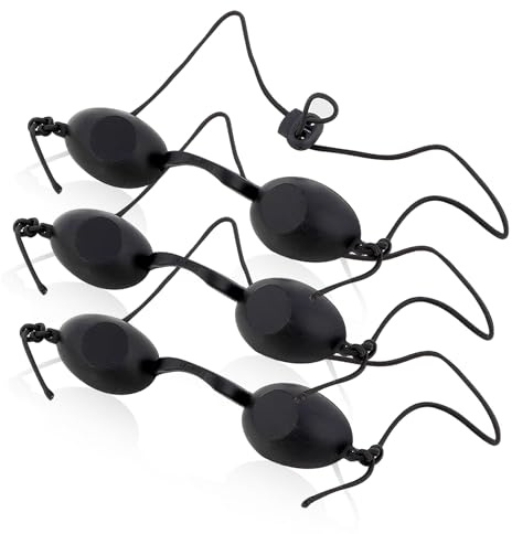 JTMKYO Lot de 3 lunettes de beauté, masques laser de protection pour les yeux, lunettes réglables pour banc de soleil, protection UV, bronzage, soins de beauté à la maison (noir)