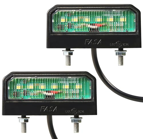 SPARKMOTO 2 x Kennzeichenbeleuchtung anhänger led 12v 24v Universal,Wasserdicht Nummernschildbeleuchtung Hinten LED für Anhänger, LKW,ECE und EMC Zulassung,Kühles Weiß Licht Kennzeichenleuchte LED