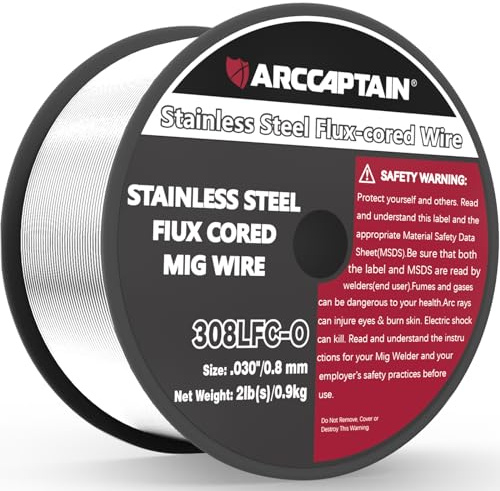 ARCCAPTAIN Stainless Steel Flux Cored Wire E308LFC-O .030-Diameter MIG Welding Wire Stainless Steel Wire with Low Splatter Compatible With Lincoln Miller Forney Harbor MIG Welder 2-Pound