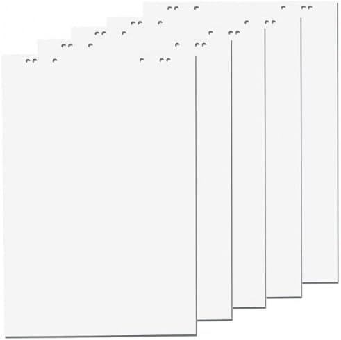 Flipchartblöcke (5 Blöcke, blanko) weiß Blanco, je Block 20 Blatt 69x99 cm, 6 fach Lochung, perforiert, Papier für Flipchart