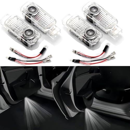 4 Pezzi luci Proiettore Porta per,con logo,lluminazione Sottoscocca Auto,compatibile con A1/A3/A4/A5/A6/A7/A8/Q2/Q3/Q5/Q7/Q8/TT/R8...accessori per auto,Luce LED di benvenuto
