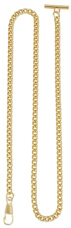 NICENEEDED Pocket Watch Chain, T Bar Albert Vest Chain, 26 Inch Classic Metal Watch Chain Link Pocket Watch Stand Single Link Vest Belt Vintage Gold Watch Chains for Men
