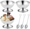 XineYuor Eisbecher 300ML,3PCS Eisschalen,Dessertschale Edelstahl,Dessertgläser mit fuß,Eisgläser Eiscremegläser Eisbecher ideal für Sorbet,Dessert,Tiramisu,Pudding,Eis