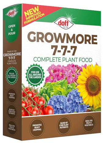 Doff Growmore 7.7.7 Complete Plant Food– 2Kg Fast-Acting Garden Fertiliser for Healthy Growth of Flowers, Vegetables & Fruits – Nutrient Enriched – Encourages Root Development – Ready to Use