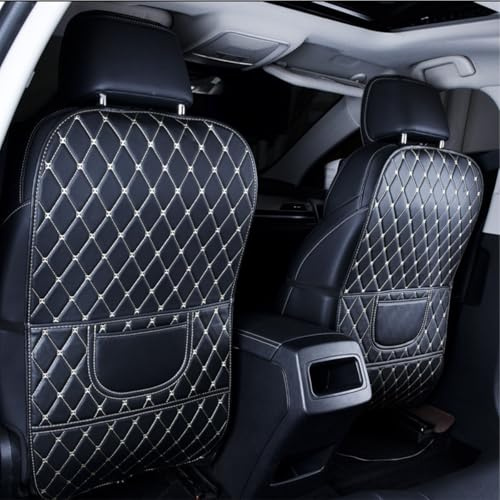 2 Pièce Protecteur de Dossier de Siège de Voiture pour Skoda Elroq 2024 2025, Protections de Dossier de Siège en Cuir Protecteur Kick Mat Poussières