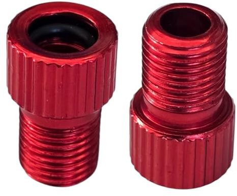 cyclingcolors 2X adaptadores universales válvula Presta Dunlop Schrader Bomba de Aire inflador Bicicleta Color Rojo