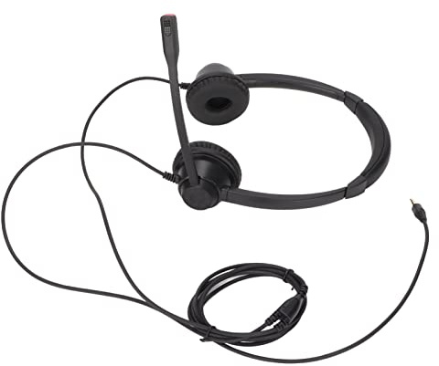 KPOYTWRDN Cuffie da ufficio binaurali da 3,5 mm, cuffie da ufficio bifacciali con microfono a cancellazione di rumore, audio stereo HD per teleconferenze, call center, corsi online, design