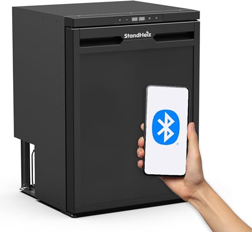 65L Kompressor Kühlbox mit APP-Steuerung 12V 24V, Energiesparender Mini Kühlschrank mit seitlich öffnender Tür, Kühlschrank klein mit Gefrierfunktion für Auto, LKW, Boot, Reisemobil, Camping