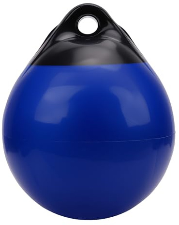 Holigie Boat Buoy Float, Inflatable PVC Mooring Buoy and Boat Bumper, Round Floating Ball for Yacht and Boat Docking in Black and Blue