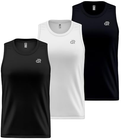Men's Tank Sleeveless T-Shirts, Muscle Gym Bodybuilding Tank Tops, Quick Dry Athletic Breathable Workout Fitness Vest Running Training Apparel (UK, Alpha, L, Regular, Regular, 3X Black Navy White)