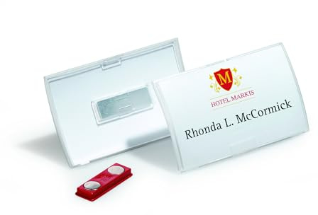 Durable Click Fold Namnskylt med Magnet, 10 stycken, transparent, 821519 | Konvex design, 54x90 mm, slitstark polypropylen, klickmekanism för snabbt byte av instickskort, Made in Germany