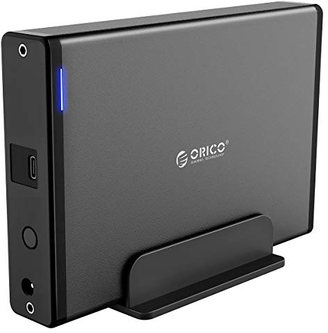 ORICO 3,5 Zoll Festplattengehäuse mit Abnehmbarem Gehäuse,Externes USB 3.1 Gen 1 auf SATA 3.0 Adapter für SATA 3,5 Zoll HDD mit 12V 2A Netzteil (20 TB Max, Blaue Anzeige)